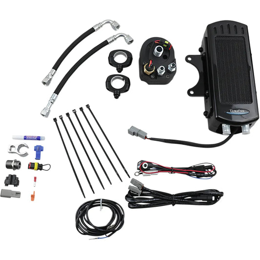 Oil Cooler Kit - Gloss Black - Side Mount - Softail