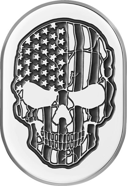 Cubierta de antena - Cubierta de antena - Guardabarros trasero derecho - Calavera con bandera estadounidense con corte en contraste - Cromada