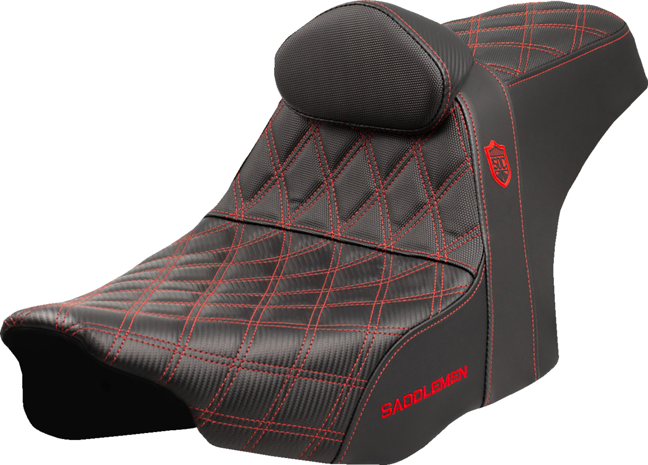Asiento Pro Series SDC Performance Grip - Asiento Pro Series SDC Performance - Costuras rojas - con respaldo - FLT/FLH '23 -'25