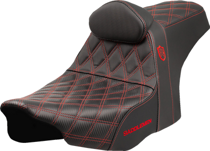 Asiento Pro Series SDC Performance Grip - Asiento Pro Series SDC Performance - Costuras rojas - con respaldo - FLT/FLH '23 -'25