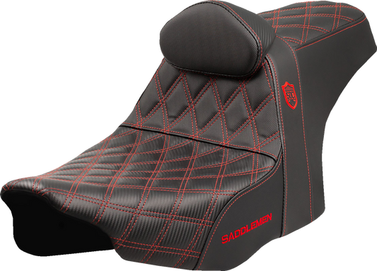 Asiento Pro Series SDC Performance Grip - Asiento Pro Series SDC Performance - Costuras rojas - con respaldo - FLT/FLH '23 -'25
