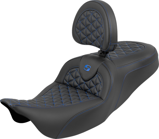 Asiento RoadSofa™ Tri Gripper - Asiento RoadSofa™ Tri Gripper - Alcance estándar - Costura azul - con respaldo - FLH/FLT '08-'25