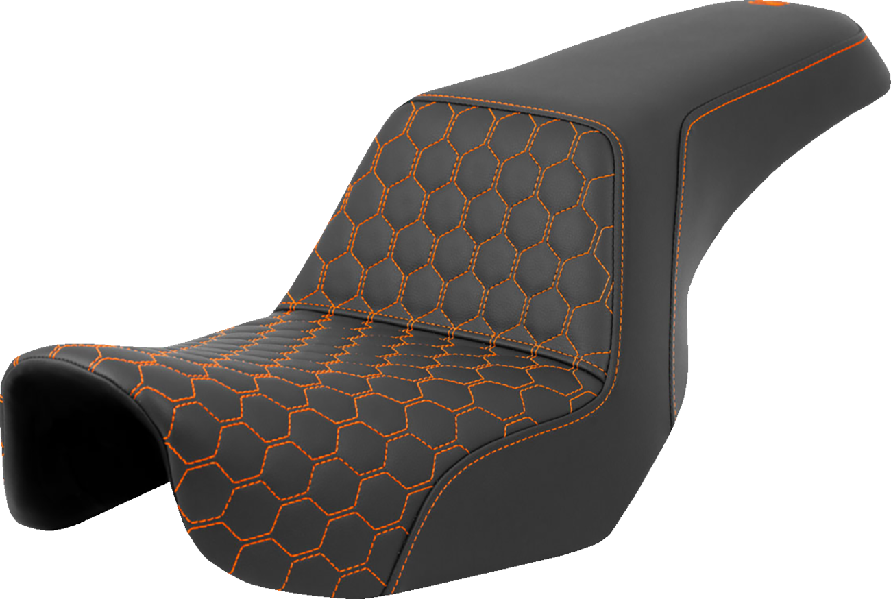 Asiento elevado tipo panal - Asiento elevado - Panal - Costuras naranjas - Dyna '06-'17