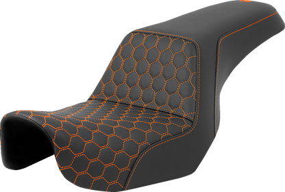 Asiento elevado tipo panal - Asiento elevado - Panal - Costuras naranjas - Dyna '06-'17