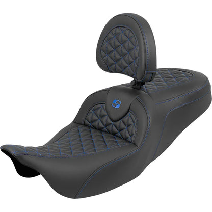 Asiento RoadSofa™ Tri Gripper - Asiento RoadSofa™ Tri Gripper - Alcance estándar - Costura azul - con respaldo - FLH/FLT '08-'25