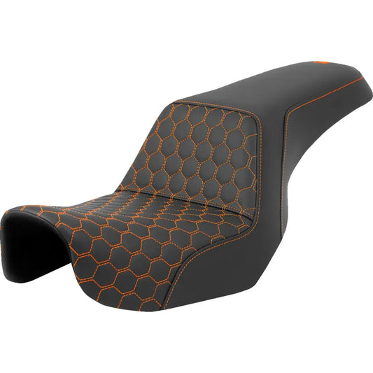 Asiento elevado tipo panal - Asiento elevado - Panal - Costuras naranjas - Dyna '06-'17