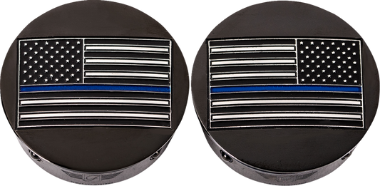 Cubiertas de brazo oscilante - Cubiertas de brazo oscilante - Bandera americana de línea azul - Personalizado - Negro - Invertido