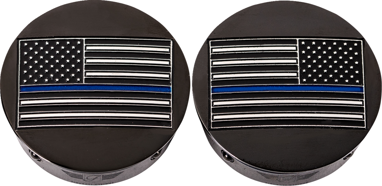 Cubiertas de brazo oscilante - Cubiertas de brazo oscilante - Bandera americana de línea azul - Personalizado - Negro - Invertido