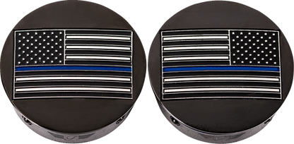 Cubiertas de brazo oscilante - Cubiertas de brazo oscilante - Bandera americana de línea azul - Personalizado - Negro - Invertido