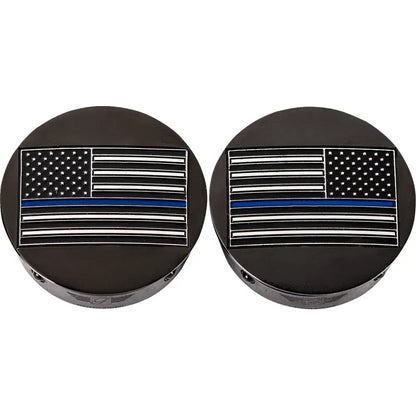 Cubiertas de brazo oscilante - Cubiertas de brazo oscilante - Bandera americana de línea azul - Personalizado - Negro - Invertido