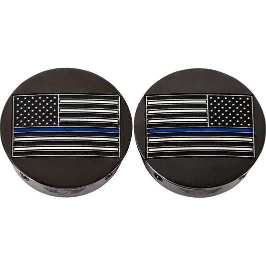 Cubiertas de brazo oscilante - Cubiertas de brazo oscilante - Bandera americana de línea azul - Personalizado - Negro - Invertido