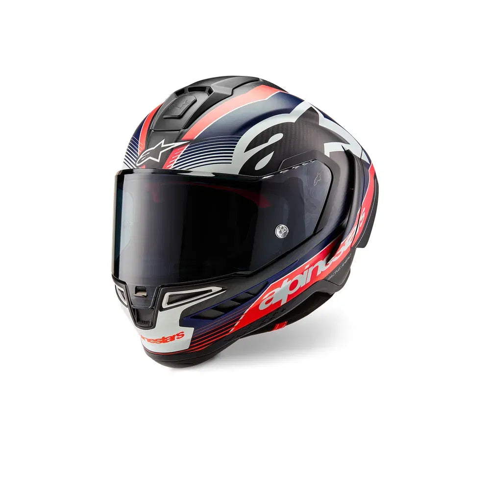 Casco Alpinestars Supertech R10 Team - Matte Black/Carbon Red Fluo/Blue