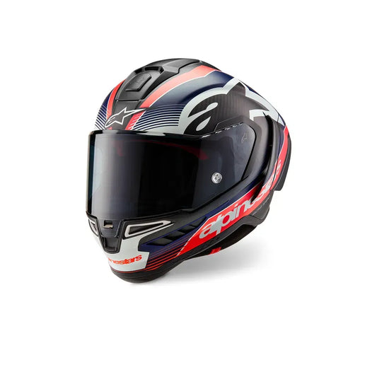 Casco Alpinestars Supertech R10 Team - negro mate/rojo carbon fluo/azul