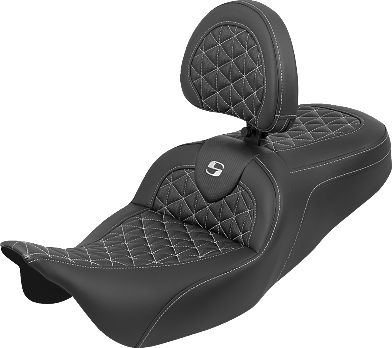 Asiento RoadSofa™ Tri Gripper - Asiento RoadSofa™ Tri Gripper - Alcance estándar - Costura blanca - con respaldo - FLH/FLT '08-'25