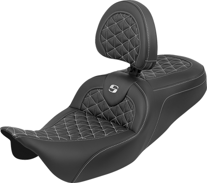 Asiento RoadSofa™ Tri Gripper - Asiento RoadSofa™ Tri Gripper - Alcance estándar - Costura blanca - con respaldo - FLH/FLT '08-'25
