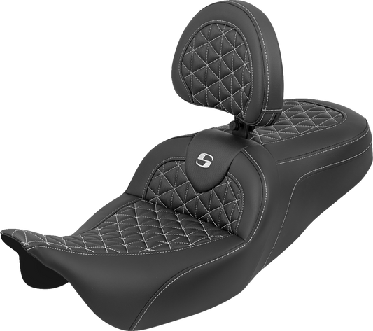 Asiento RoadSofa™ Tri Gripper - Asiento RoadSofa™ Tri Gripper - Alcance estándar - Costura blanca - con respaldo - FLH/FLT '08-'25