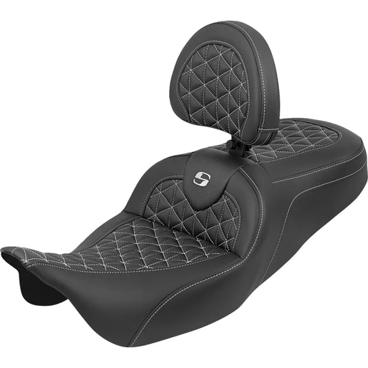 Asiento RoadSofa™ Tri Gripper - Asiento RoadSofa™ Tri Gripper - Alcance estándar - Costura blanca - con respaldo - FLH/FLT '08-'25