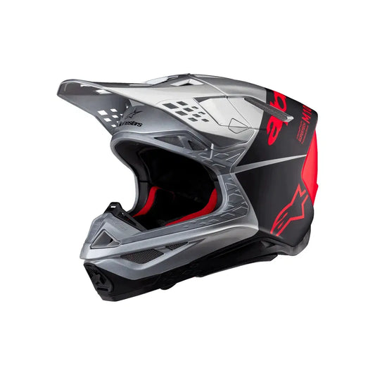 Casco Alpinestars Supertech M10 Flood MIPS® - Gloss Silver/Black/Orange Fluo