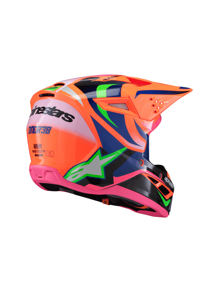 Casco para niño Alpinestars SM3 Deegan- Gloss Orange Fluo/Purple/Pink Fluo