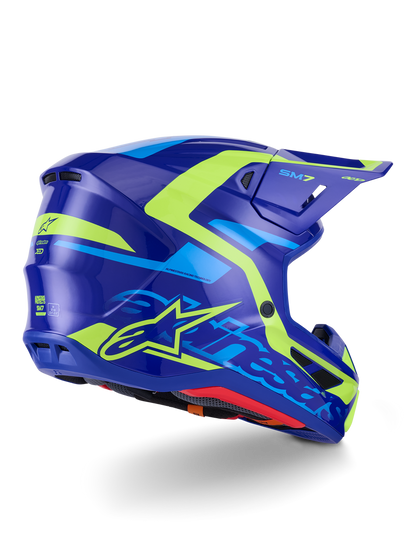 Casco Alpinestars SM7 Deed - Gloss Blue/Yellow Fluo