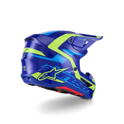 Casco Alpinestars SM7 Deed - Gloss Blue/Yellow Fluo