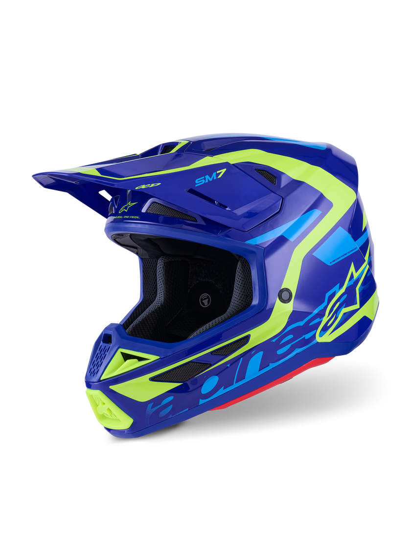 Casco Alpinestars SM7 Deed - Gloss Blue/Yellow Fluo