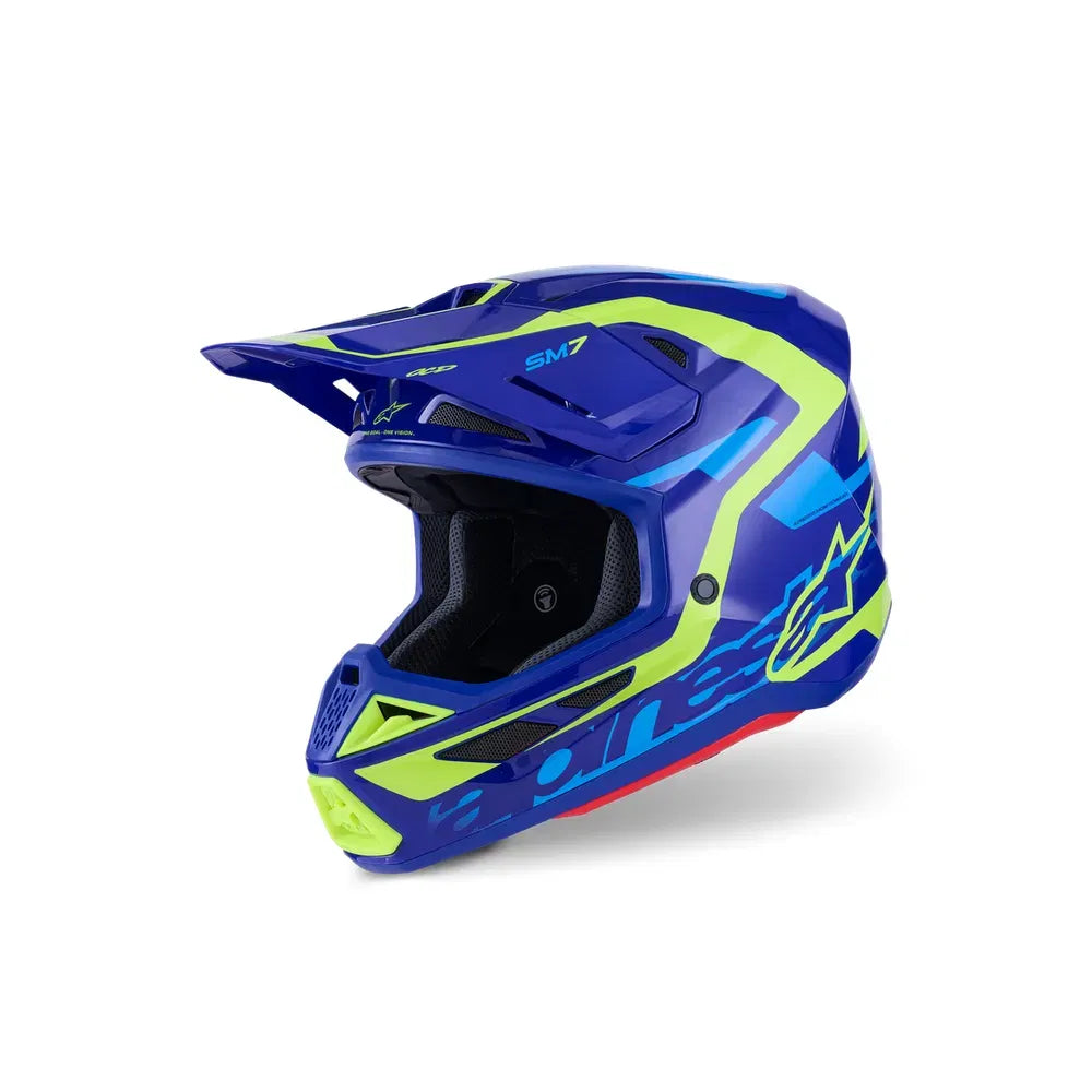 Casco Alpinestars SM7 Deed - Gloss Blue/Yellow Fluo