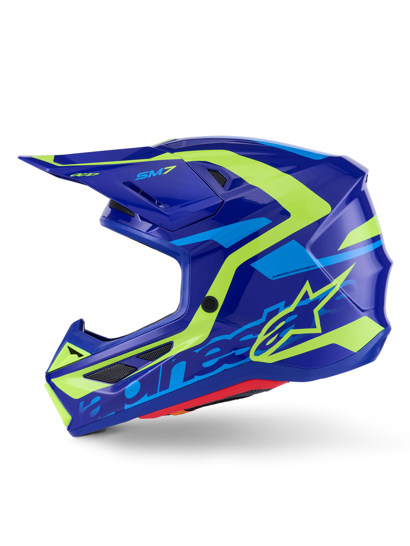 Casco Alpinestars SM7 Deed - Gloss Blue/Yellow Fluo