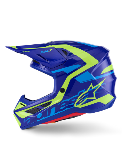 Casco Alpinestars SM7 Deed - Gloss Blue/Yellow Fluo