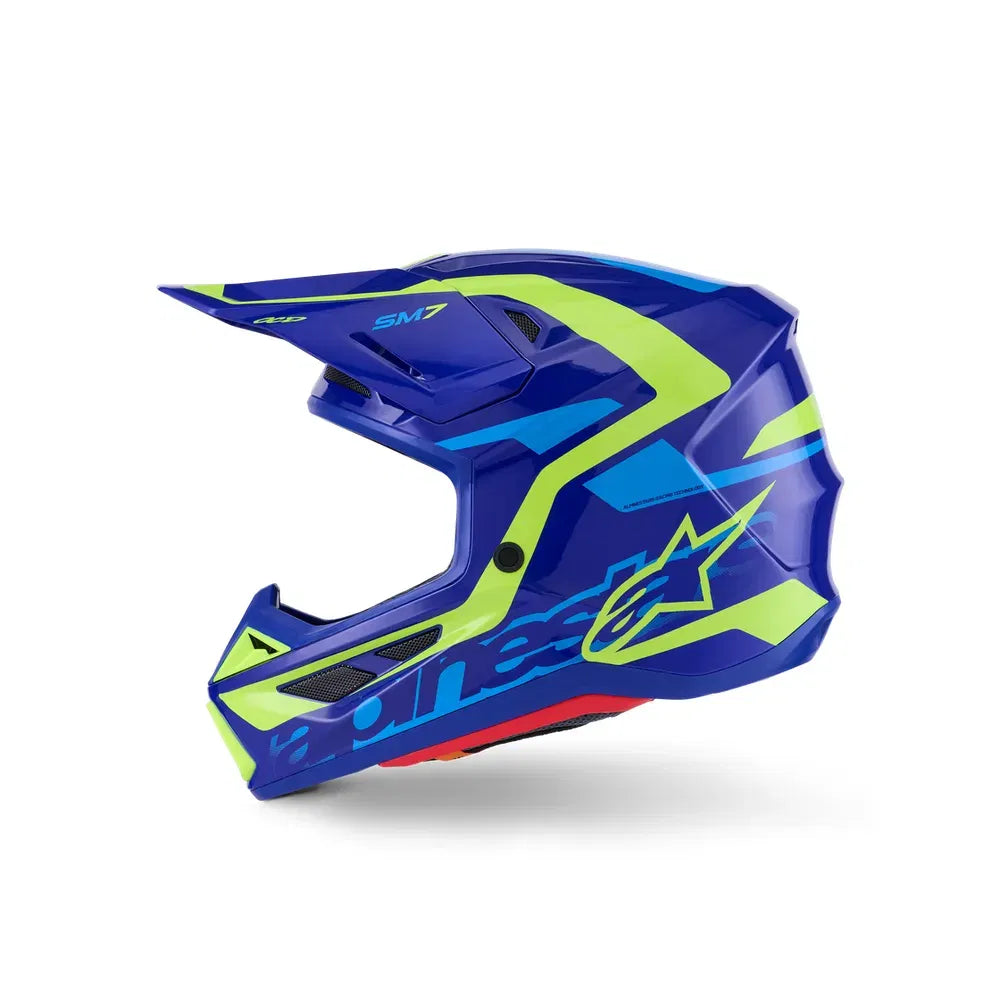 Casco Alpinestars SM7 Deed - Gloss Blue/Yellow Fluo