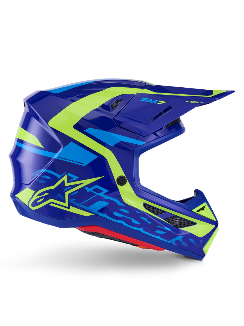 Casco Alpinestars SM7 Deed - Gloss Blue/Yellow Fluo