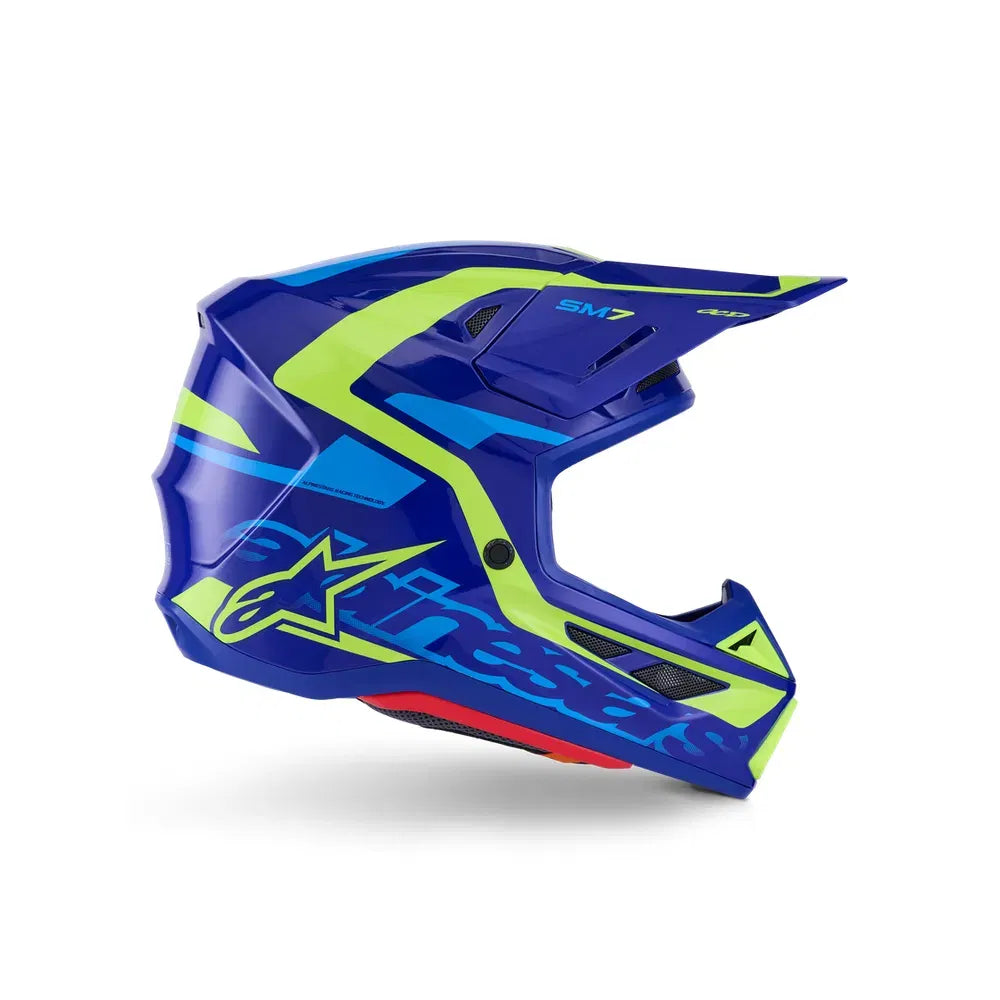 Casco Alpinestars SM7 Deed - Gloss Blue/Yellow Fluo