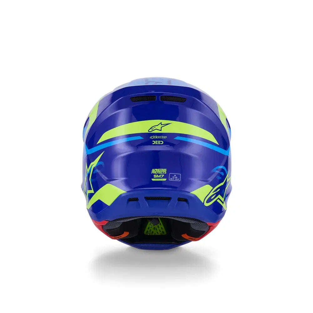 Casco Alpinestars SM7 Deed - Gloss Blue/Yellow Fluo