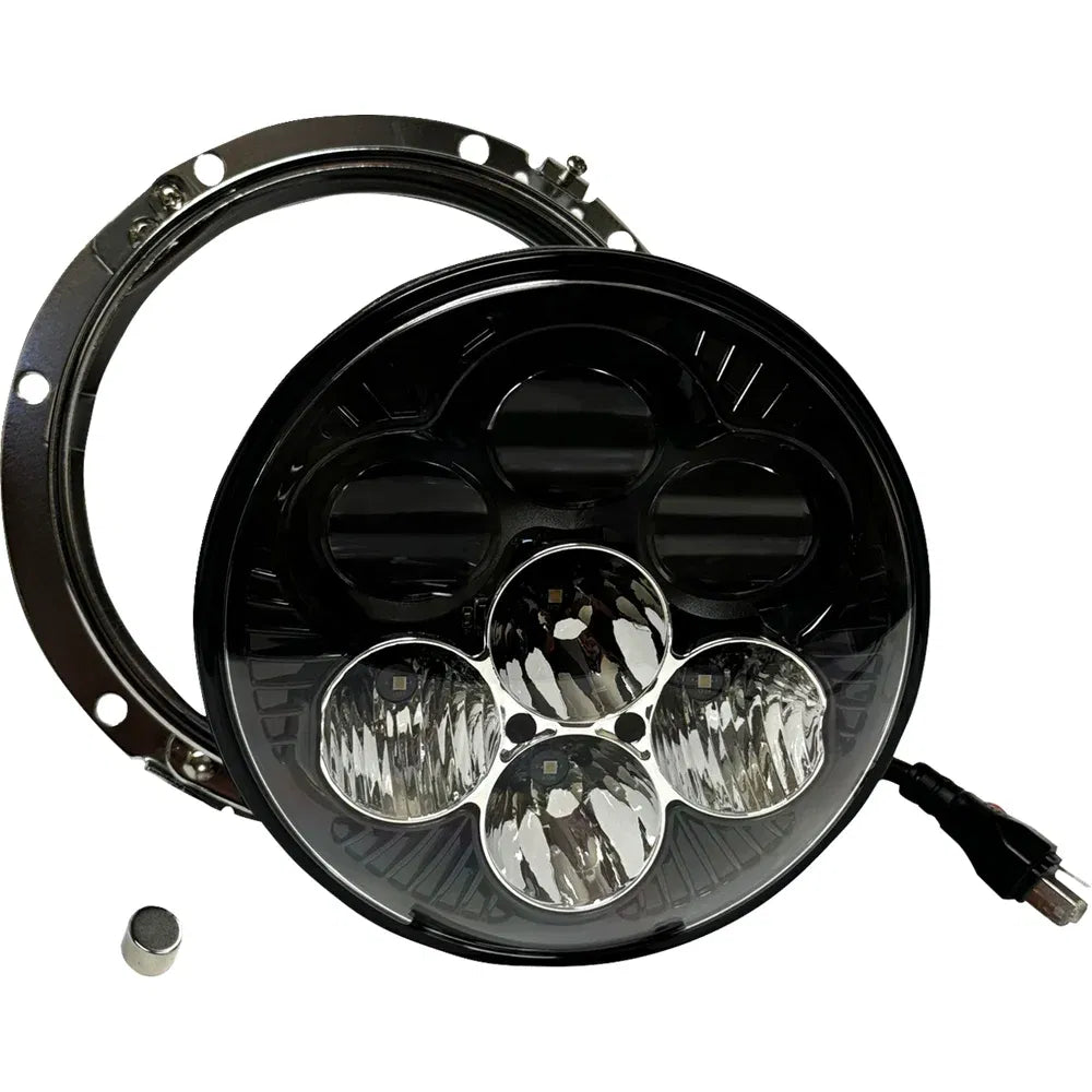 Faro led redondo shark demon® de 7" con retroiluminación que cambia de color