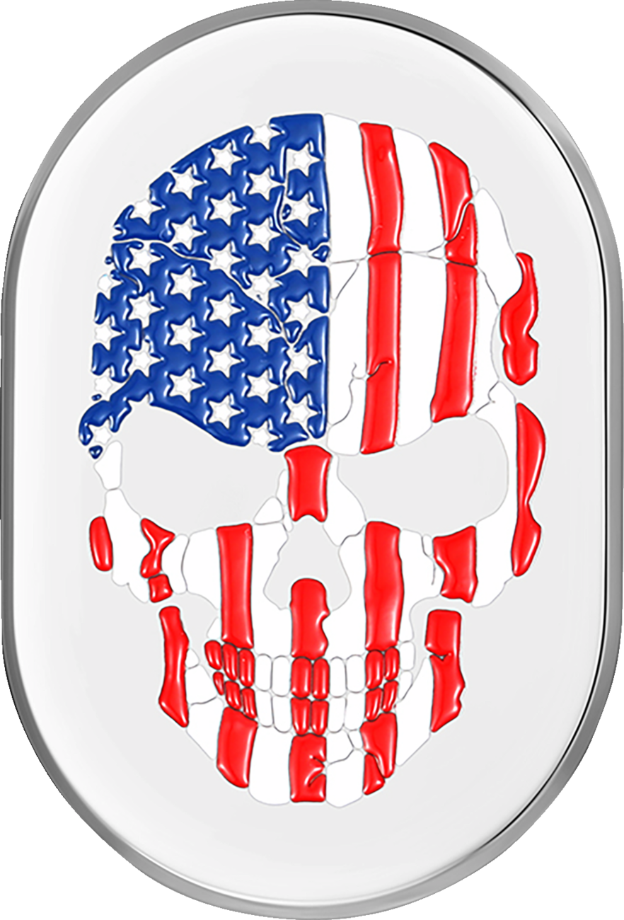 Cubierta de antena - Cubierta de antena - Guardabarros trasero derecho - Calavera con bandera estadounidense - Cromo