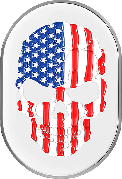 Cubierta de antena - Cubierta de antena - Guardabarros trasero derecho - Calavera con bandera estadounidense - Cromo