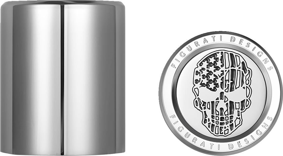 Cubiertas de acoplamiento - Cubiertas de acoplamiento - Calavera con bandera estadounidense - Corta - Corte en contraste - Plata