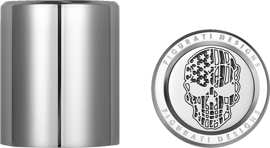 Cubiertas de acoplamiento - Cubiertas de acoplamiento - Calavera con bandera estadounidense - Corta - Corte en contraste - Plata