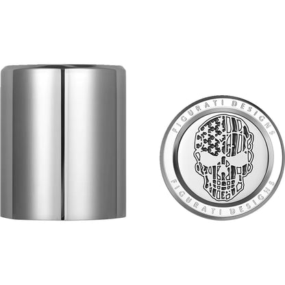 Cubiertas de acoplamiento - Cubiertas de acoplamiento - Calavera con bandera estadounidense - Corta - Corte en contraste - Plata