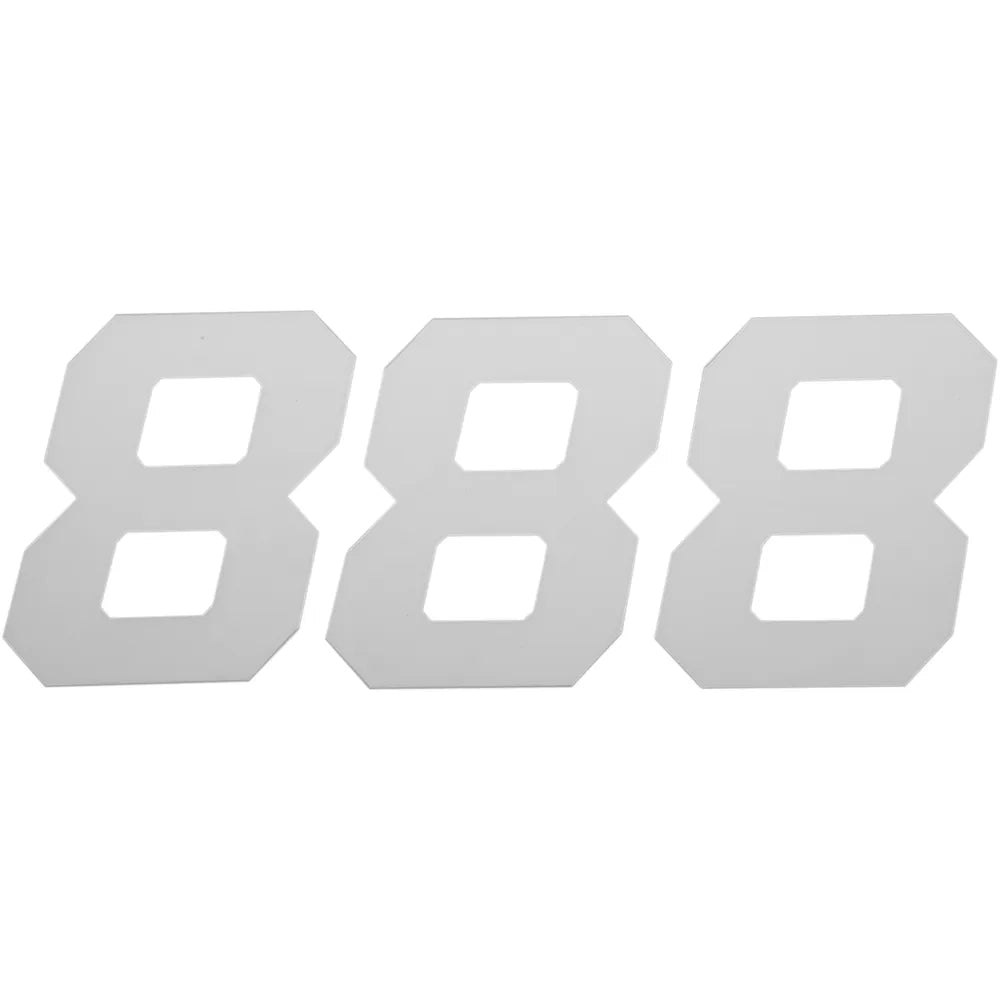 Race Number Plate - #8 - White - 4"