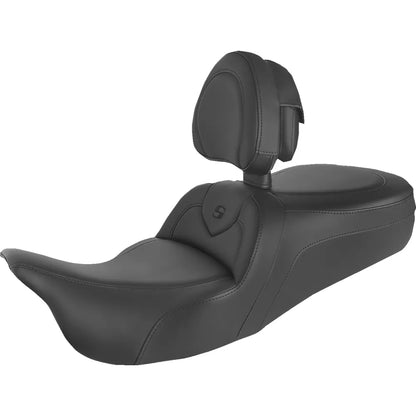 Asiento Roadsofa™ de alcance estándar - Asiento Roadsofa™ - con respaldo - Negro/Costura negra - FLH/FLT '08-'24