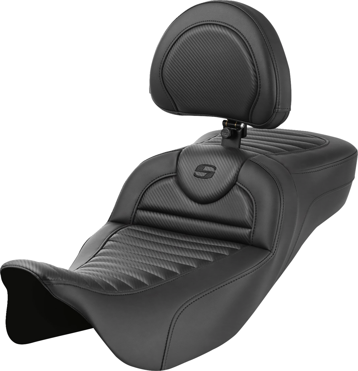 Asiento de alcance extendido Roadsofa™ - Asiento de alcance extendido Roadsofa™ - con respaldo - Tuck-n-Roll - Fibra de carbono - FLH/FLT '08-'24