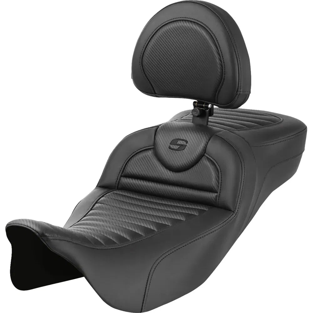 Asiento de alcance extendido Roadsofa™ - Asiento de alcance extendido Roadsofa™ - con respaldo - Tuck-n-Roll - Fibra de carbono - FLH/FLT '08-'24
