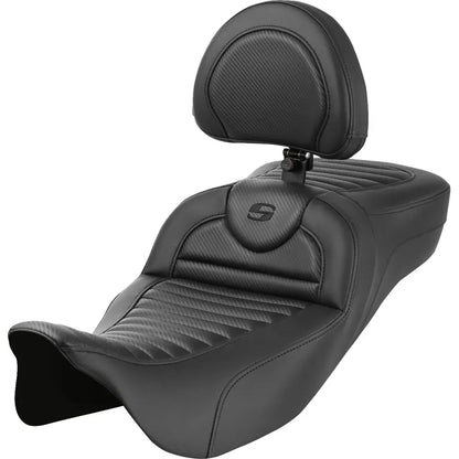 Asiento de alcance extendido Roadsofa™ - Asiento de alcance extendido Roadsofa™ - con respaldo - Tuck-n-Roll - Fibra de carbono - FLH/FLT '08-'24