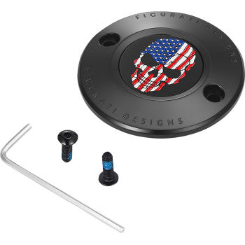 Cubierta FIGURATI DESIGNS de Inspeccion Derby- Skull - Negra (2 orificios)