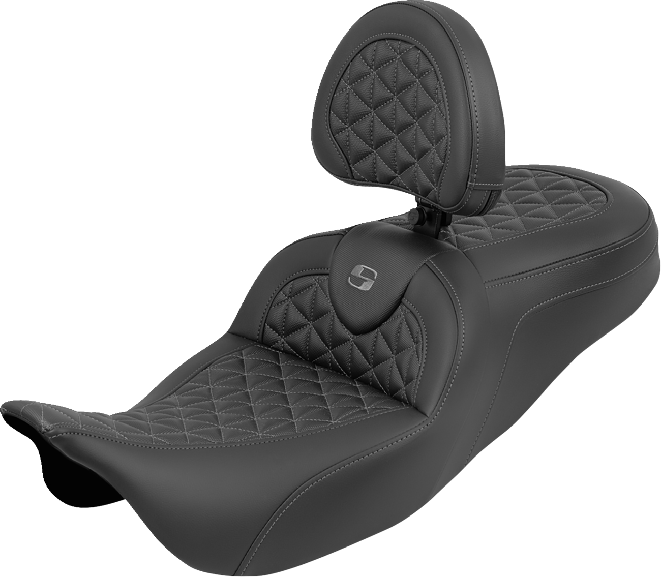 Asiento RoadSofa™ Tri Gripper - Asiento RoadSofa™ Tri Gripper - Alcance estándar - Costura gris - con respaldo - FLH/FLT '08-'25