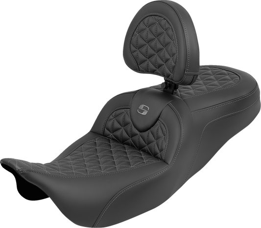 Asiento RoadSofa™ Tri Gripper - Asiento RoadSofa™ Tri Gripper - Alcance estándar - Costura gris - con respaldo - FLH/FLT '08-'25