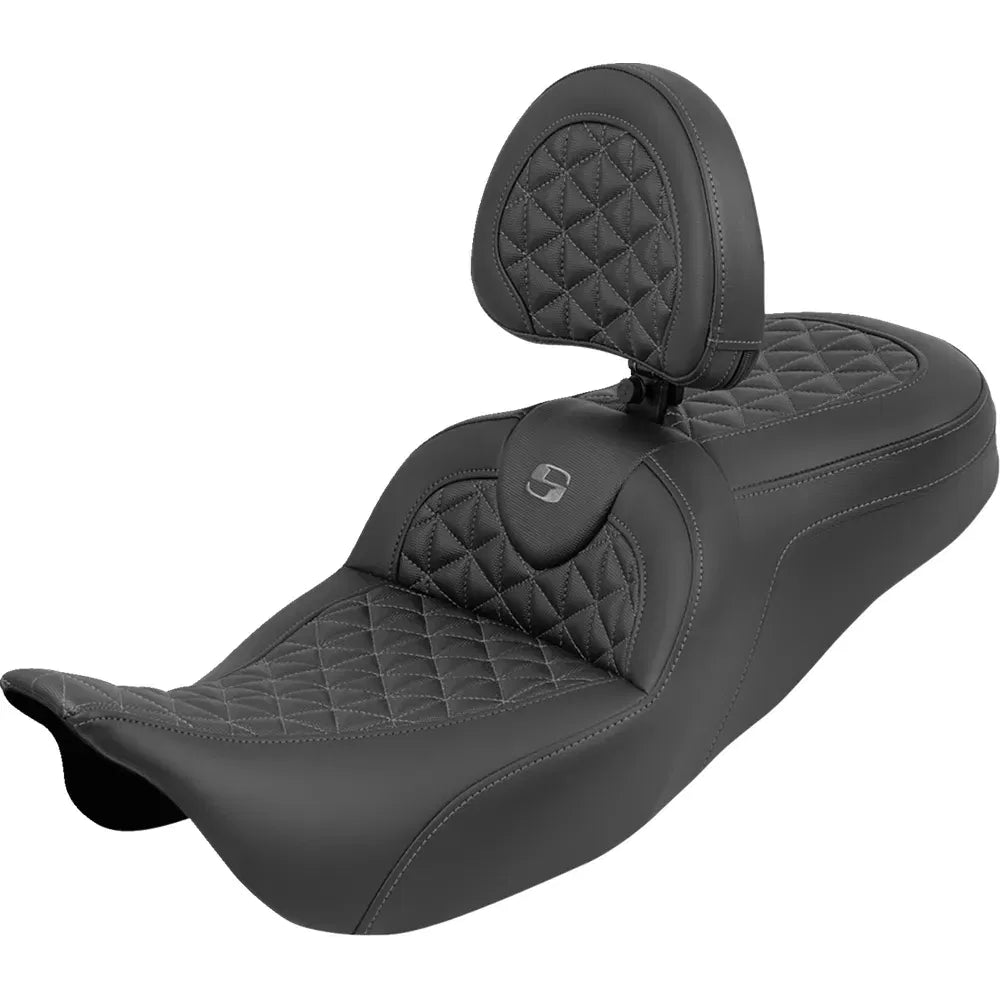 Asiento RoadSofa™ Tri Gripper - Asiento RoadSofa™ Tri Gripper - Alcance estándar - Costura gris - con respaldo - FLH/FLT '08-'25