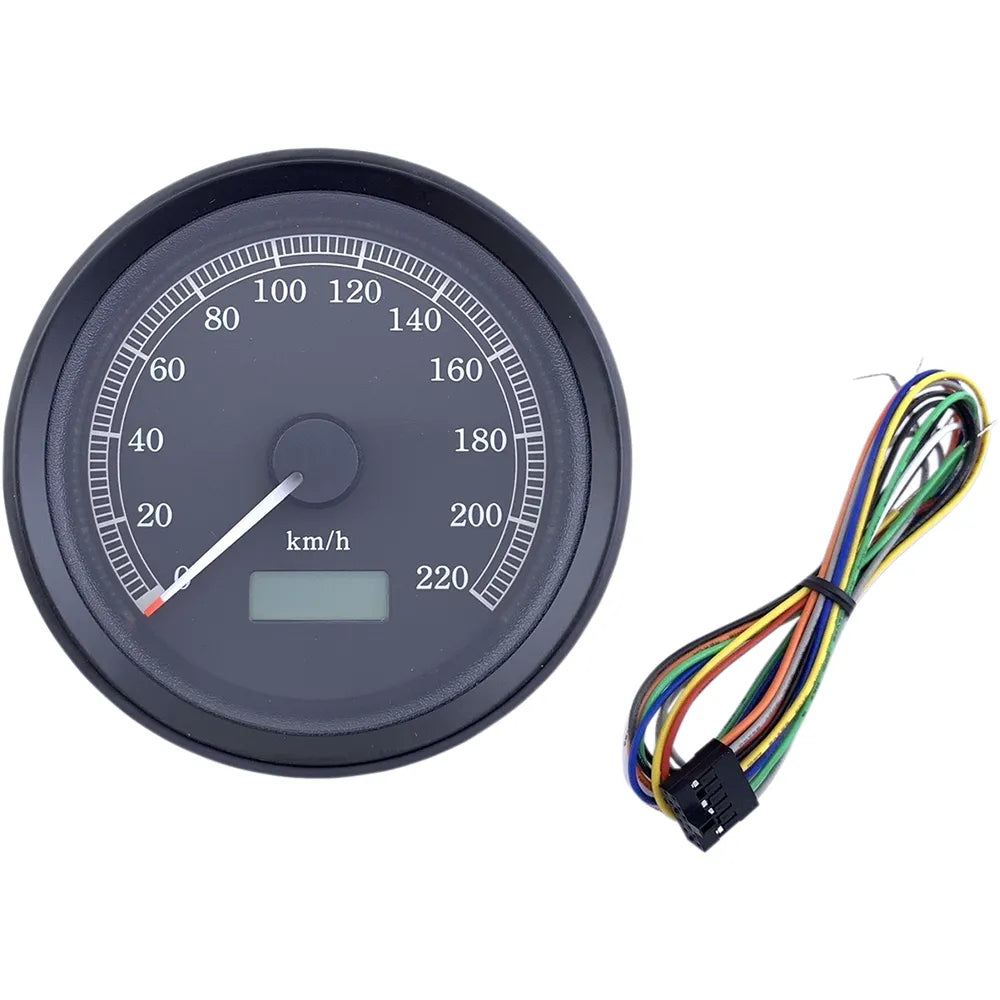Universal 3-3/8" Programmable Electronic Speedometer - KPH - Black Face - Black Bezel