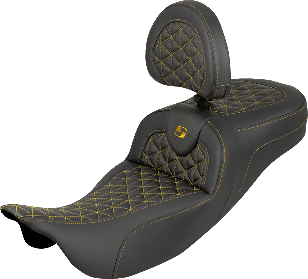 Asiento RoadSofa™ Tri Gripper - Asiento RoadSofa™ Tri Gripper - Alcance estándar - Costura dorada - con respaldo - FLH/FLT '08-'25